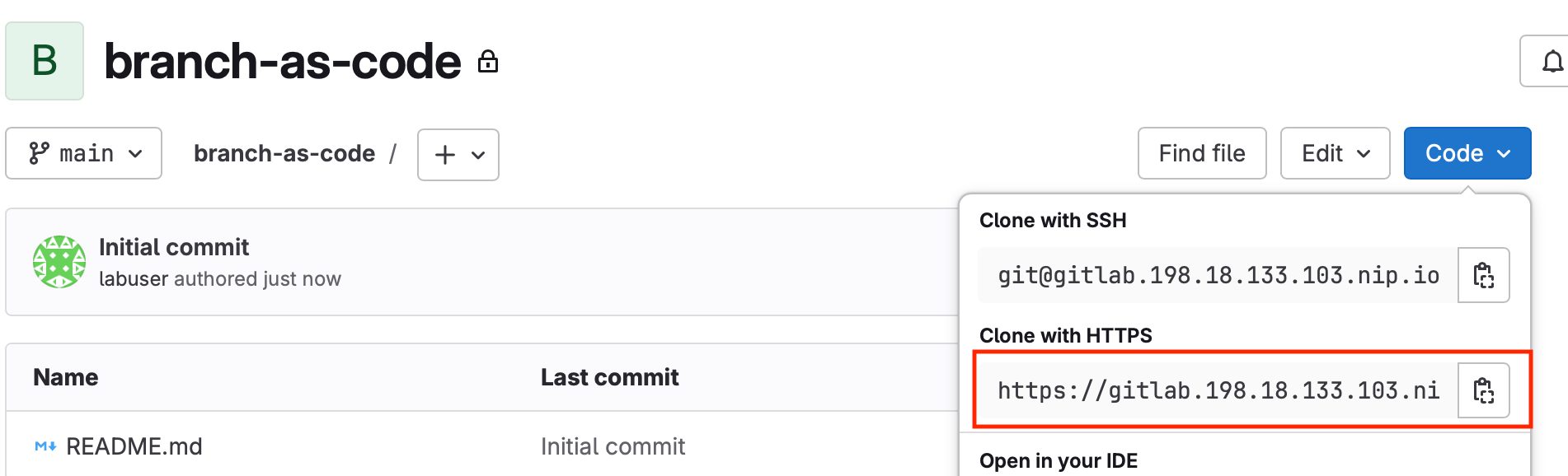 Copy Repository URL