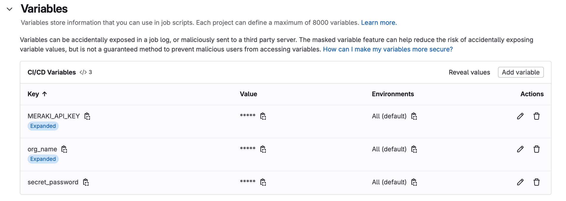 Add CI/CD Variable