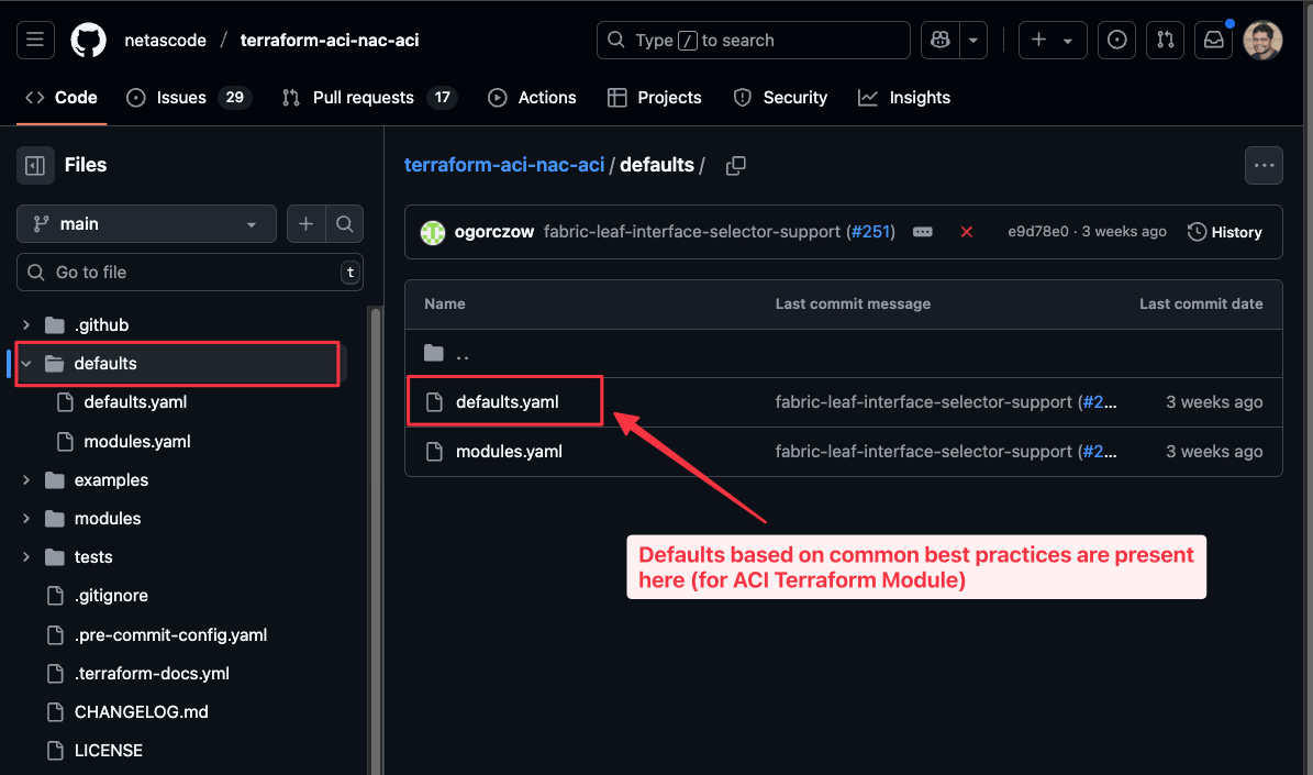 Default Values for ACI Terraform Module