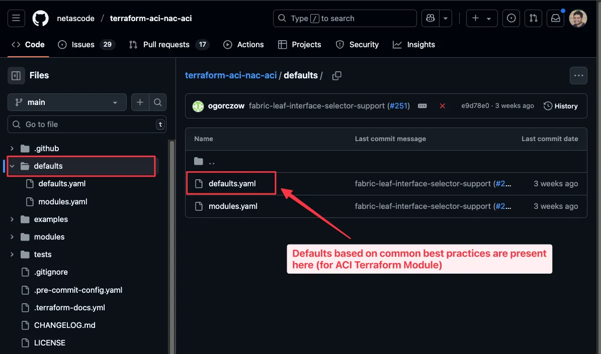 Default Values for ACI Terraform Module