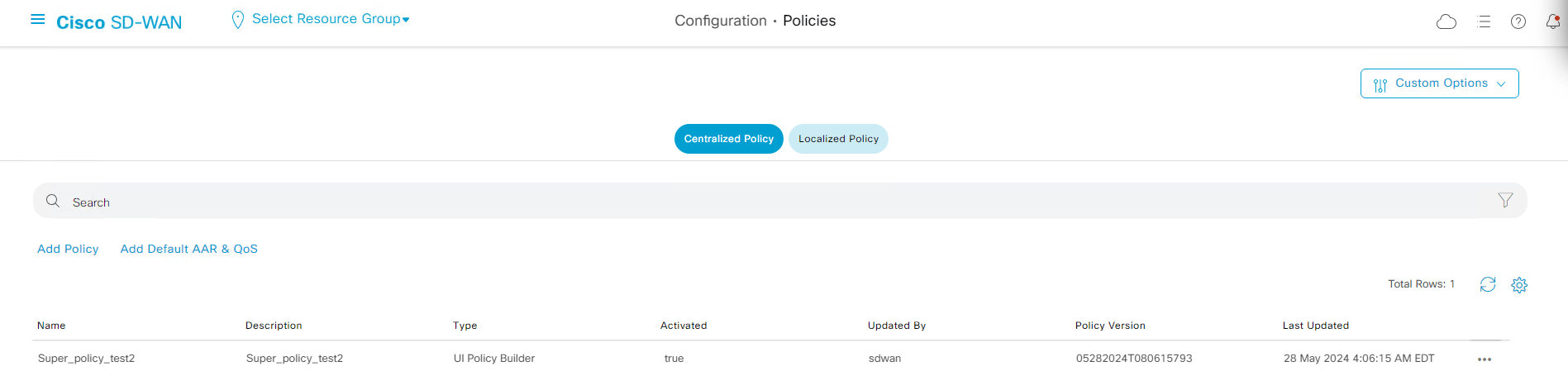 Centralized Policies