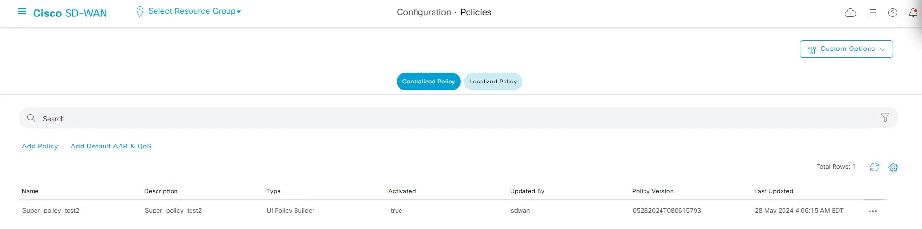 Centralized Policies