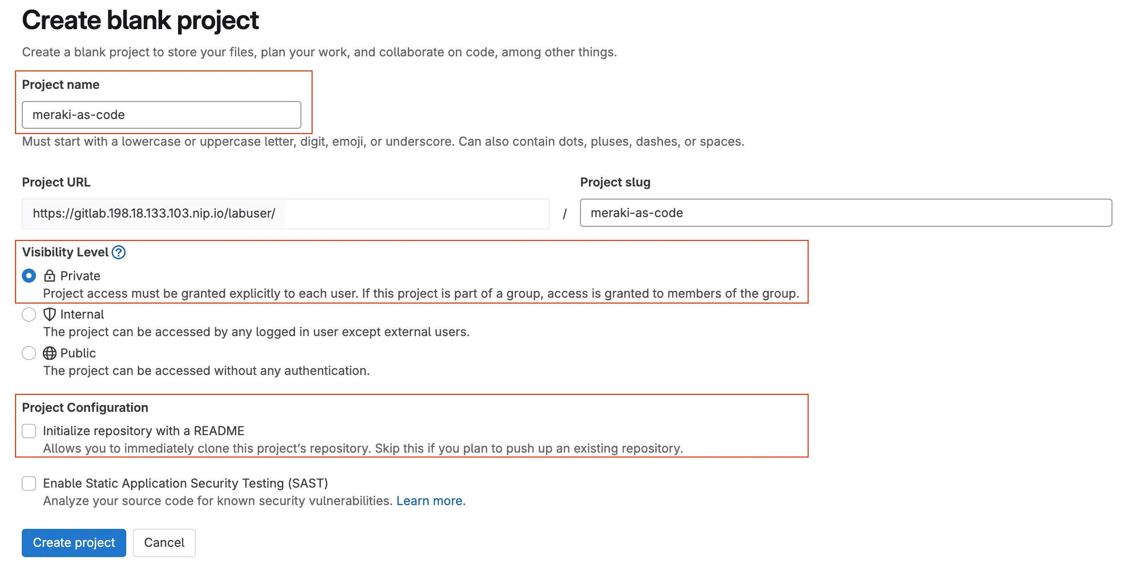 Create Blank Project
