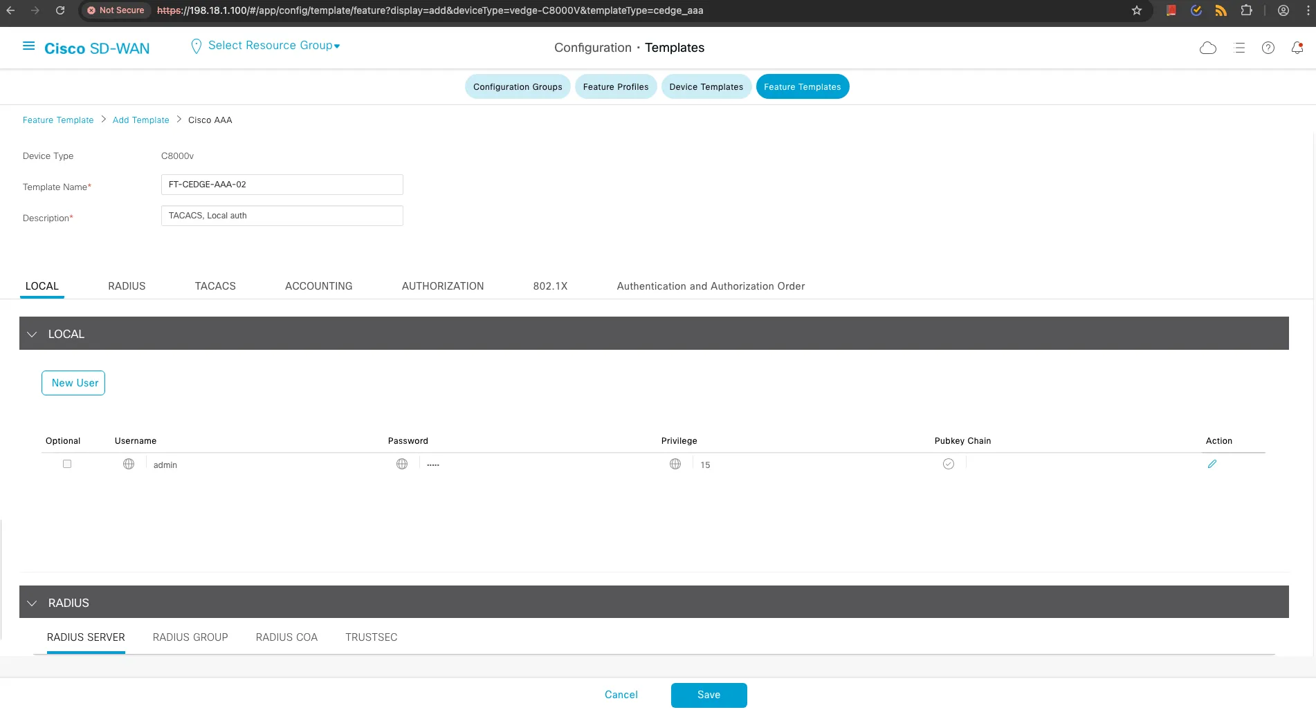 SDWAN Controller UI for FT-CEDGE-AAA-02 Template Created Again