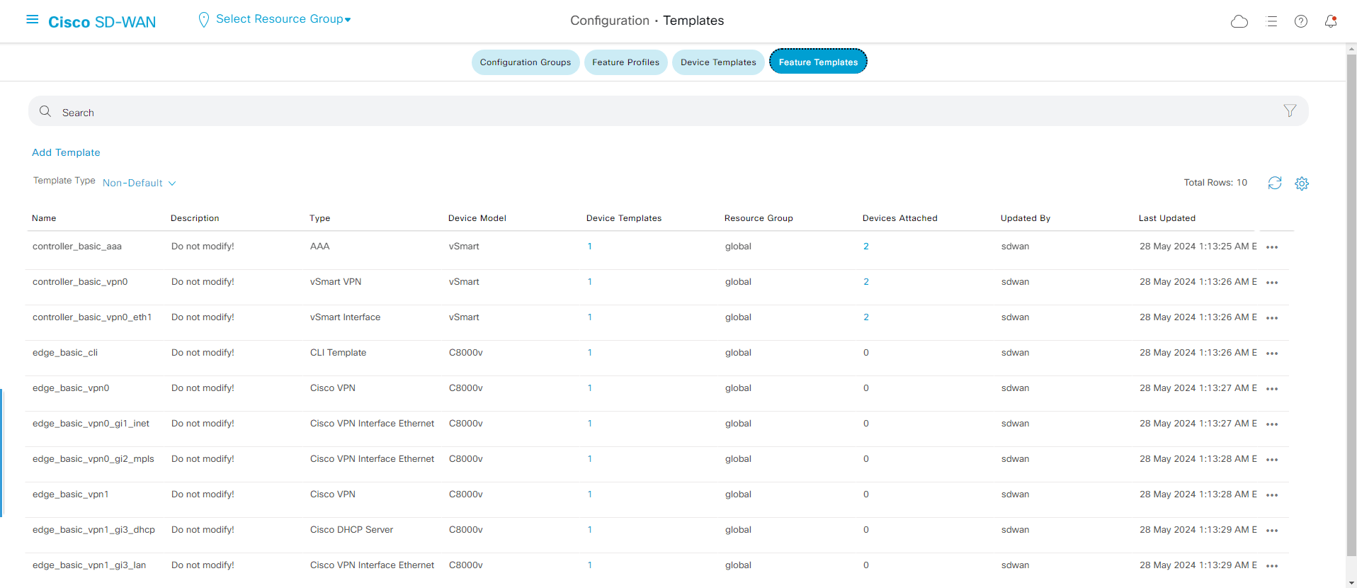 Feature Templates