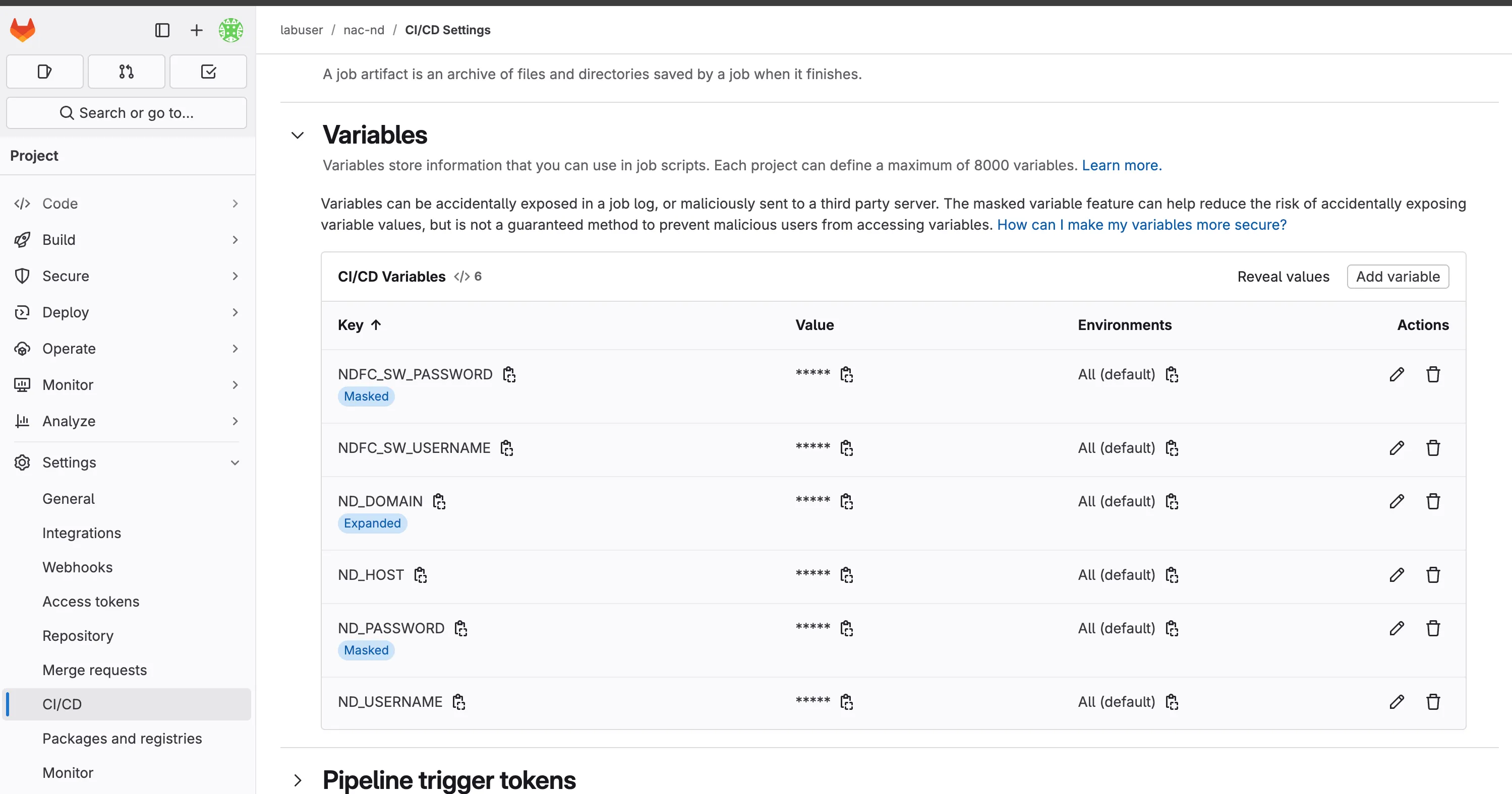 Add CI/CD Variable