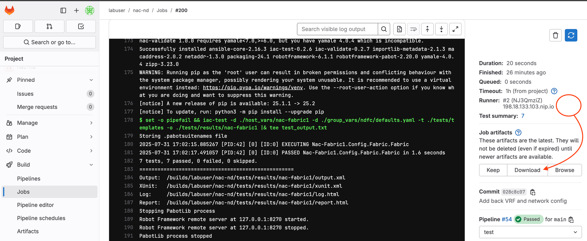 Nexus Dashboard Test Artifacts