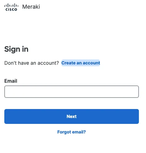 Meraki Dashboard Signup