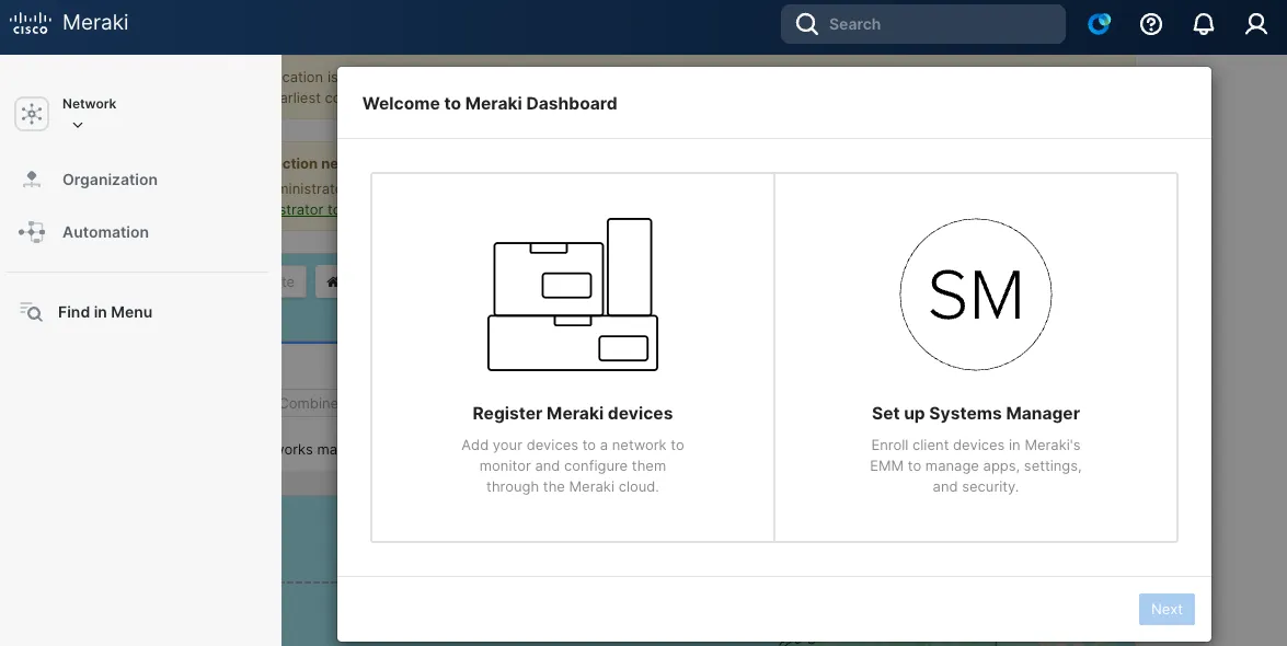 Meraki Dashboard Signup