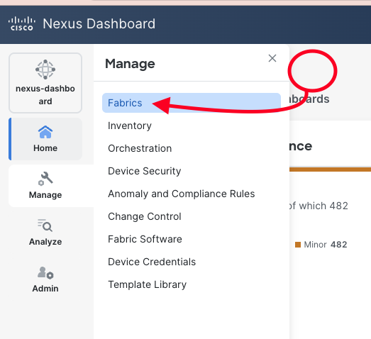 Nexus Dashboard Fabric View