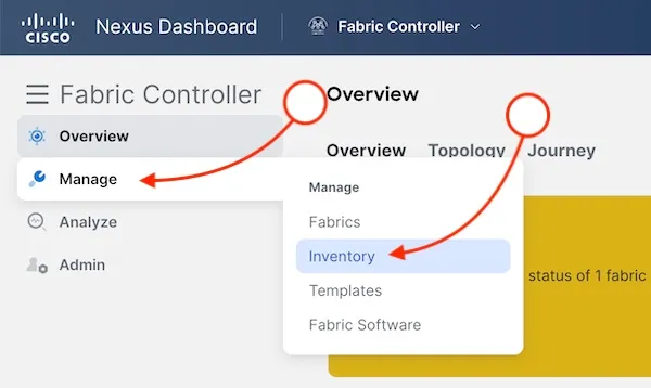 Nexus Dashboard Switch Inventory