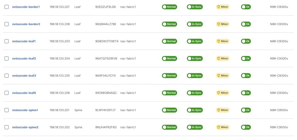 Nexus Dashboard Switch Details