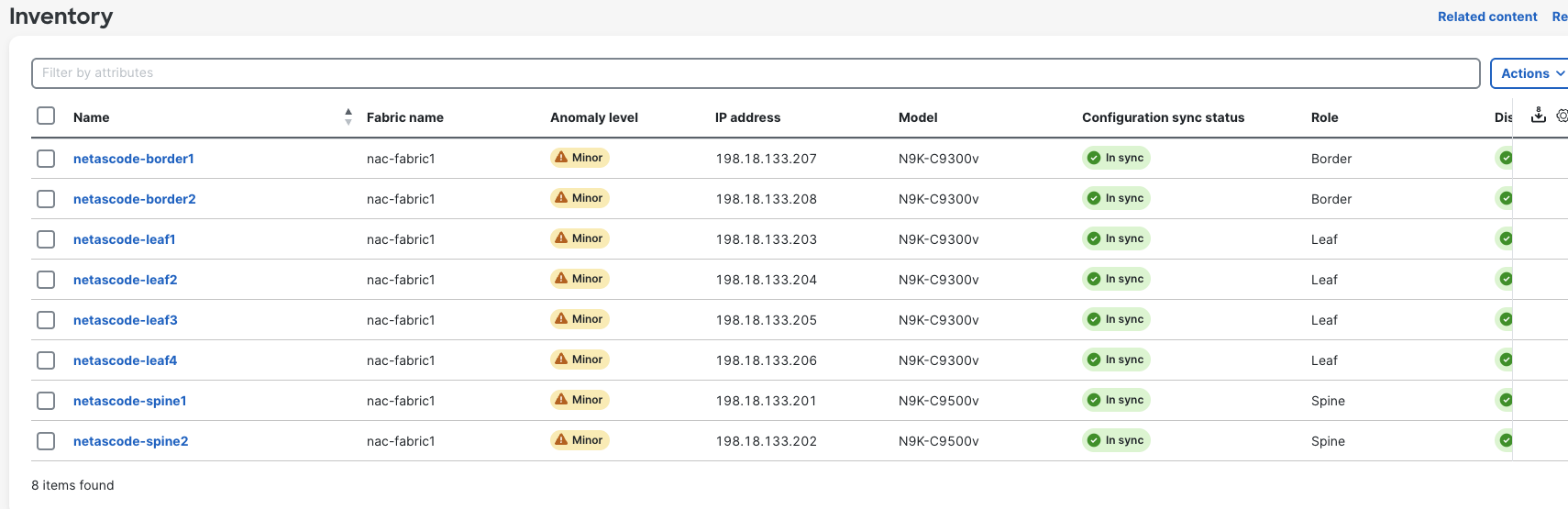 Nexus Dashboard Switch Details