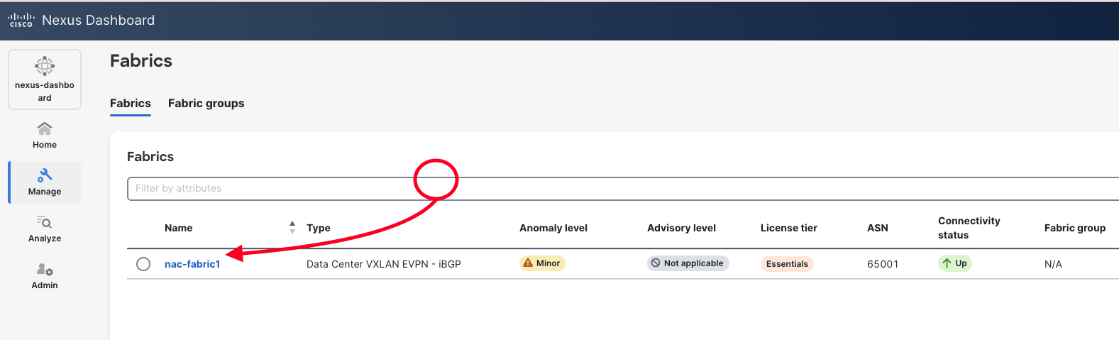 Nexus Dashboard Switch Details