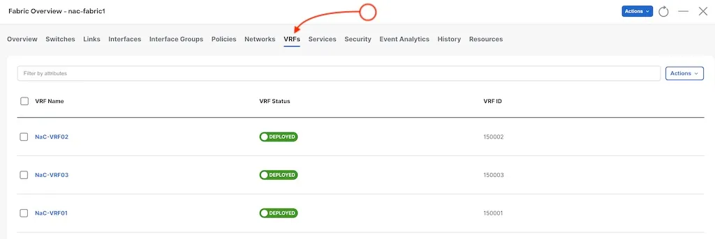 Nexus Dashboard VRF Configuration