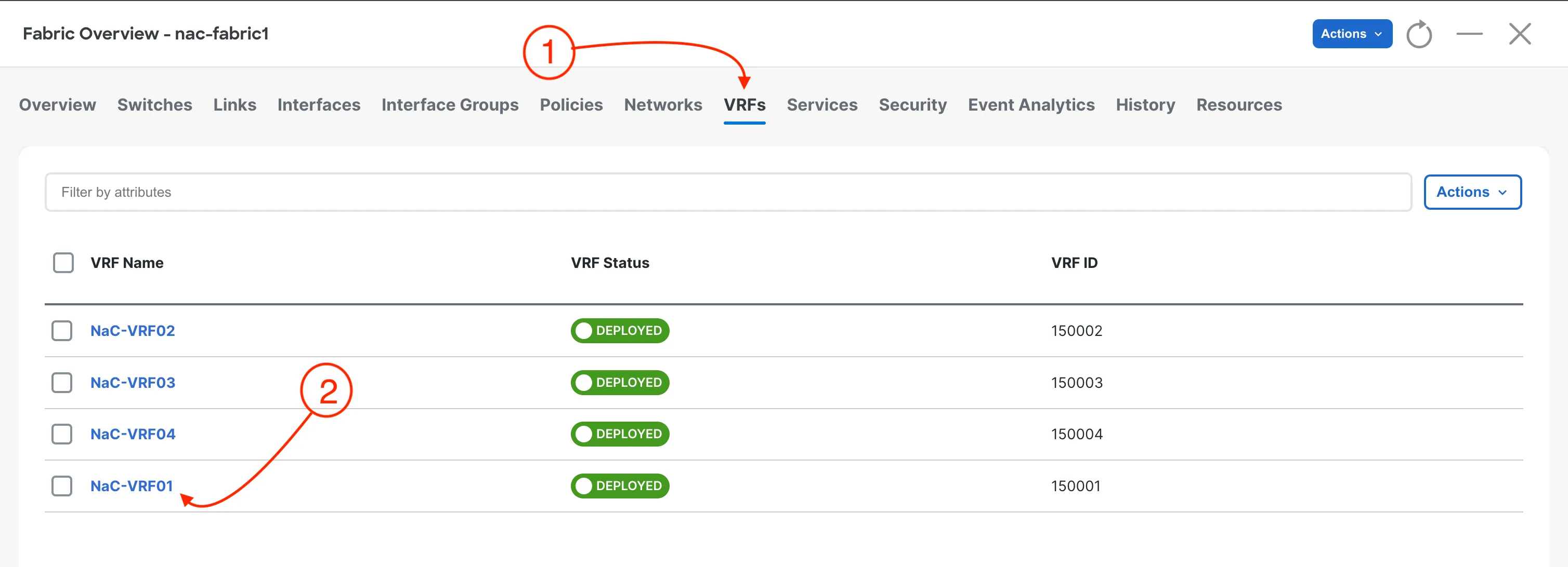 Nexus Dashboard VRF Configuration