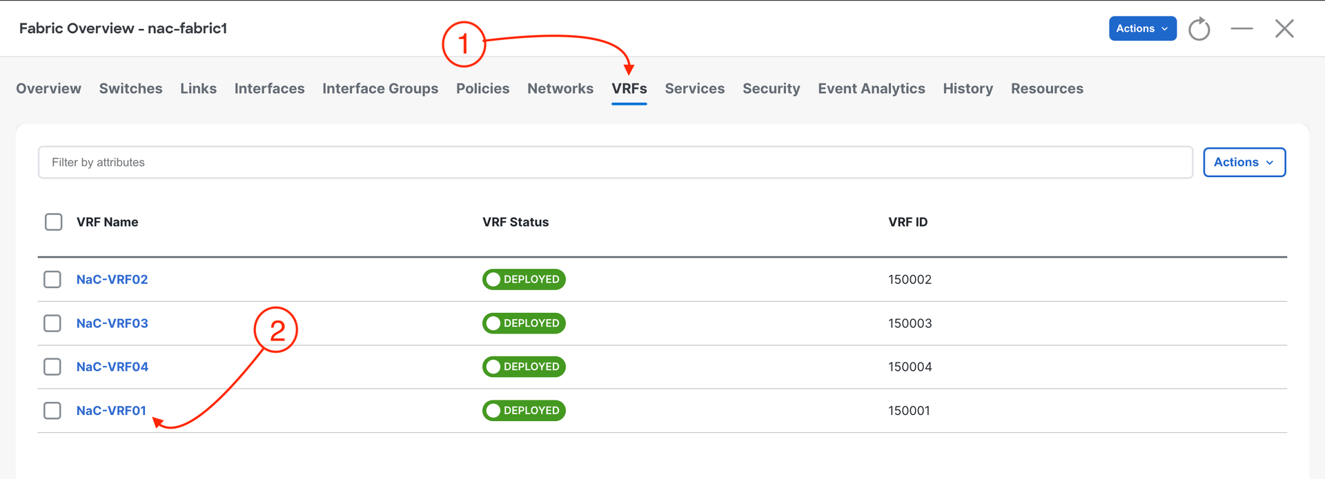 Nexus Dashboard VRF Configuration